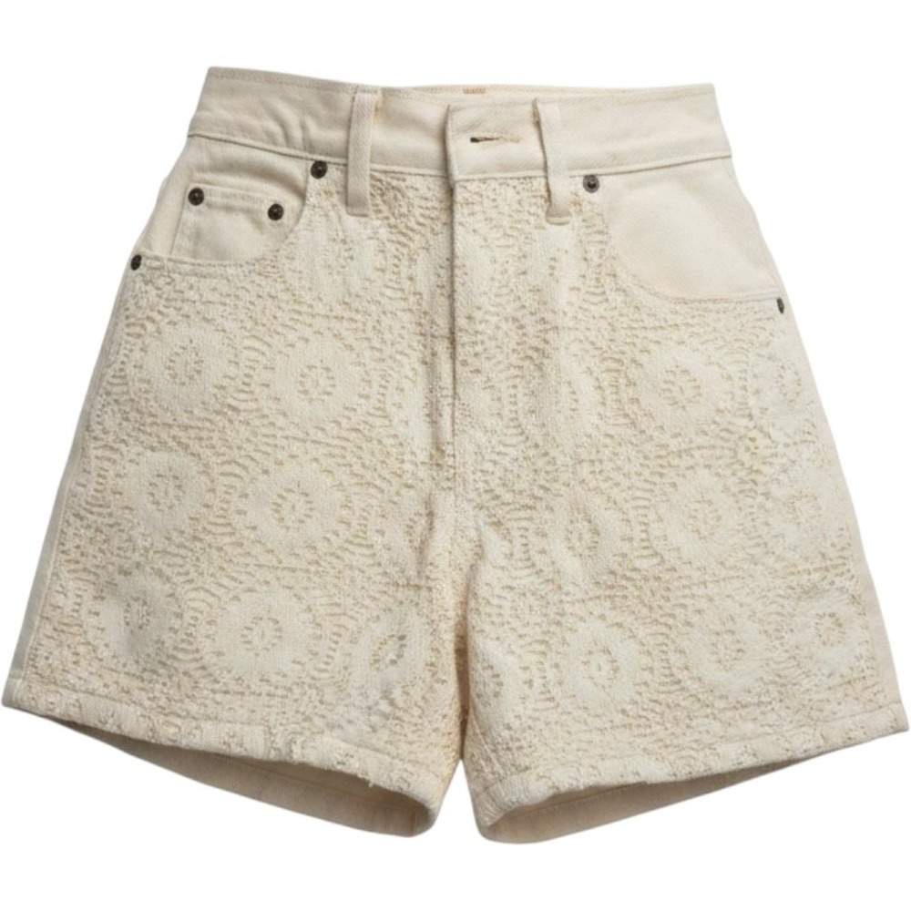 Vintage Express EXP Jeans Crochet Lace Denim Shorts Off White Cream Size 3/4 O6
